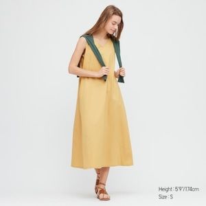 Uniqlo Cotton A Line V Neck Midi Dress